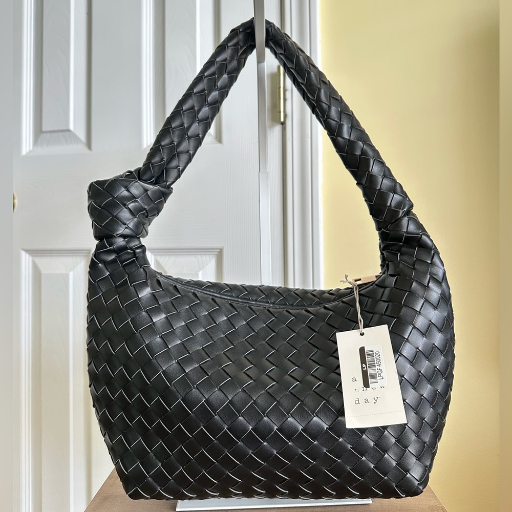 a new day Black Woven Shoulder Bag